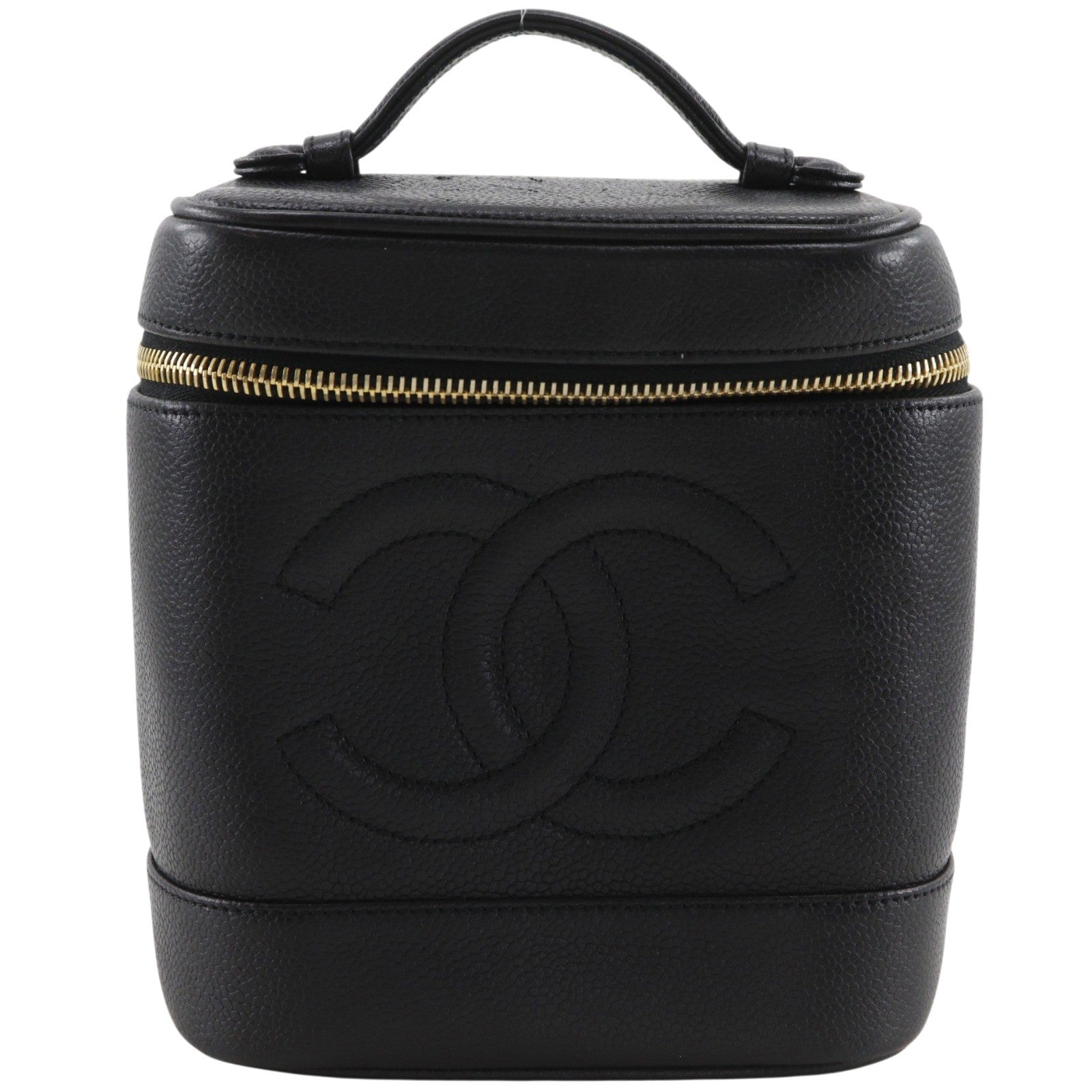 Chanel Vintage Timeless Cosmetic Case Caviar Tall