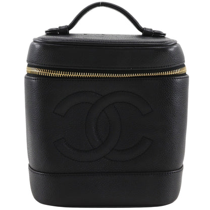 Chanel Vintage Timeless Cosmetic Case Caviar Tall