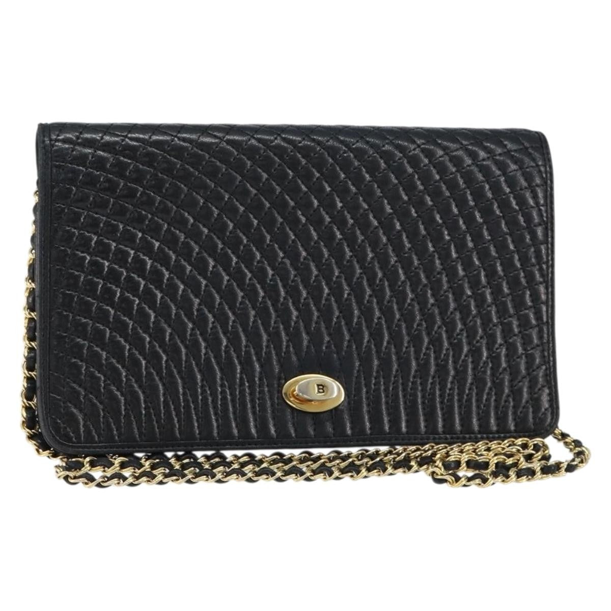 Bally Vintage Chain Shoulder Bag Quilted Leather Product Image