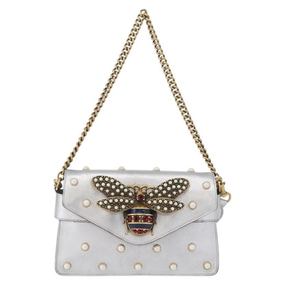 Gucci Broadway Pearly Bee Shoulder Bag Embellished Leather Mini