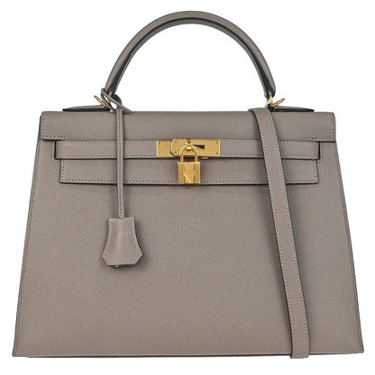 Hermes Kelly Grey Epsom with Gold Hardware 32