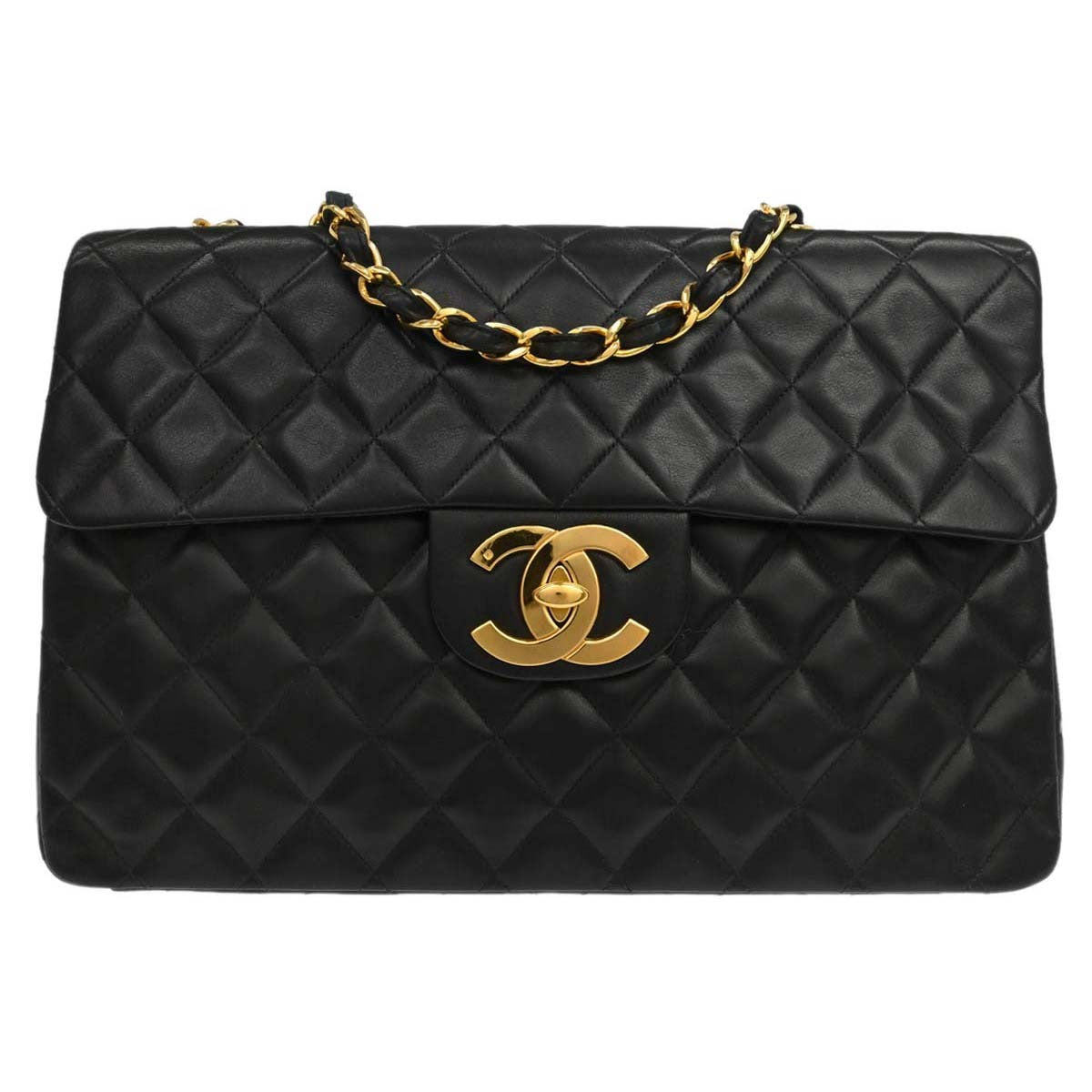 Chanel Vintage CC Chain Flap Shoulder Quilted Lambskin XL