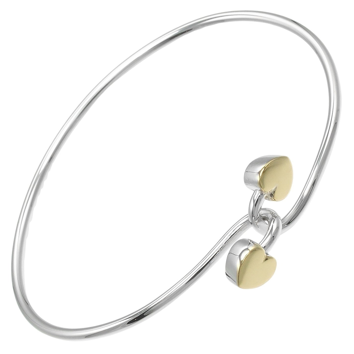 Tiffany & Co. Double Heart Lock Bangle Bracelet Sterling Silver with 18K Yellow Gold Product Image
