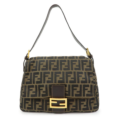 Fendi Round Flap Baguette Zucca Canvas North South