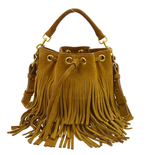 Saint Laurent Fringe Emmanuelle Bucket Suede Mini
