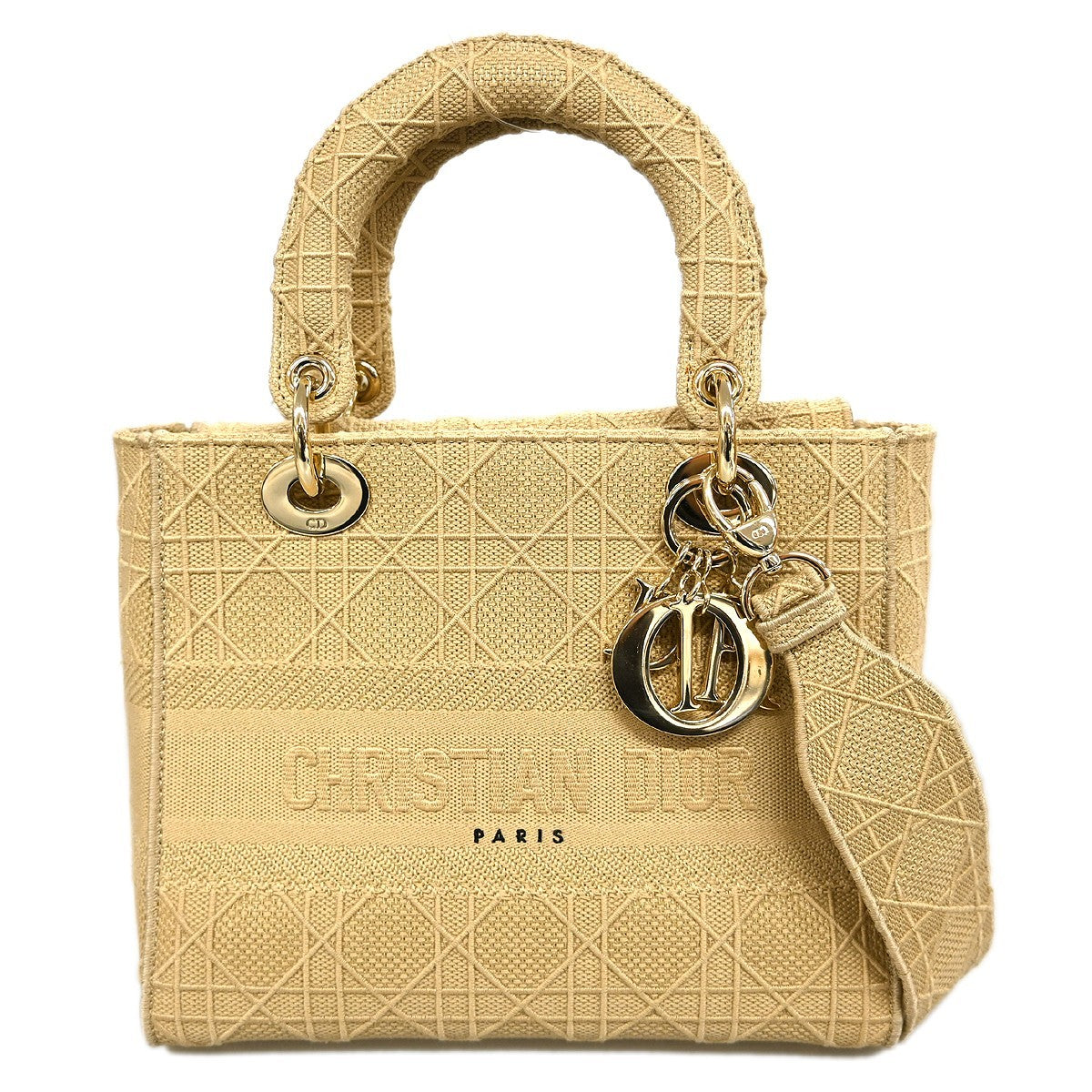 Christian Dior Lady D-Lite Cannage Embroidered Canvas Medium