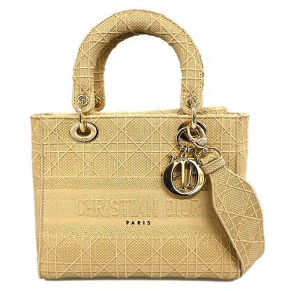 Christian Dior Lady D-Lite Cannage Embroidered Canvas Medium