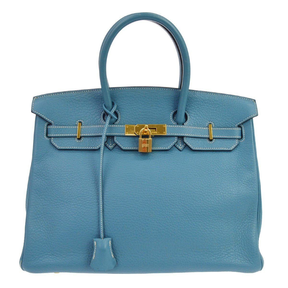 Hermes Birkin Blue Clemence with Gold Hardware 35