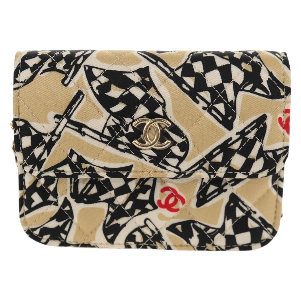 Chanel Flap Card Holder on Chain Quilted Printed Canvas Product Image