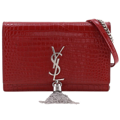 Saint Laurent Classic Monogram Tassel Chain Crocodile Embossed Leather Product Image