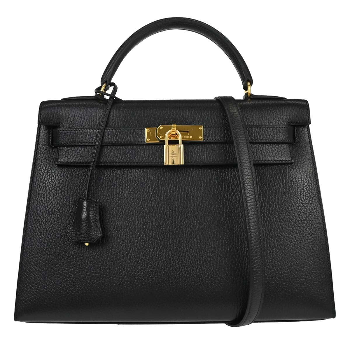 Hermes Kelly Black Ardennes with Gold Hardware 32