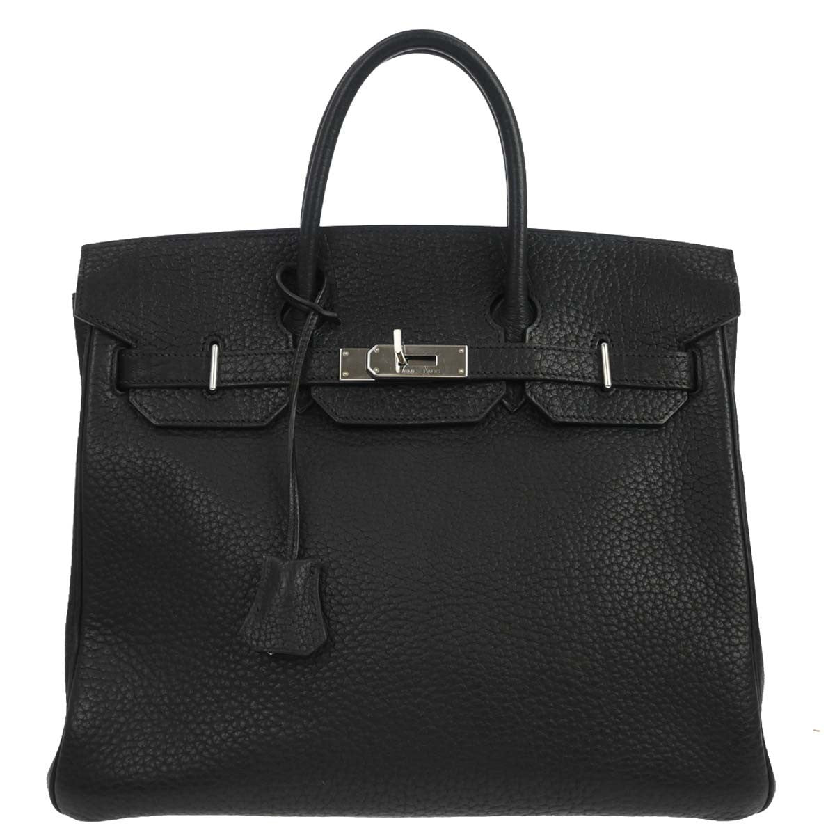 Hermes HAC Birkin Bag Black Fjord with Palladium Hardware 32