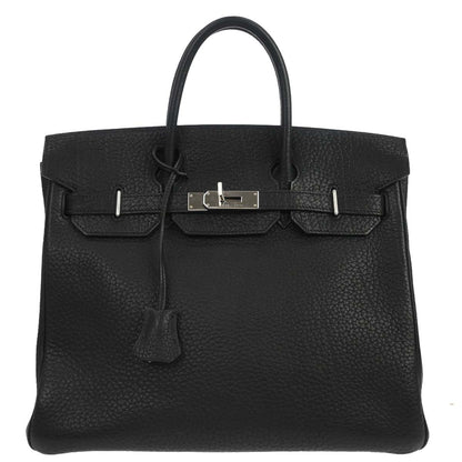 Hermes HAC Birkin Bag Black Fjord with Palladium Hardware 32