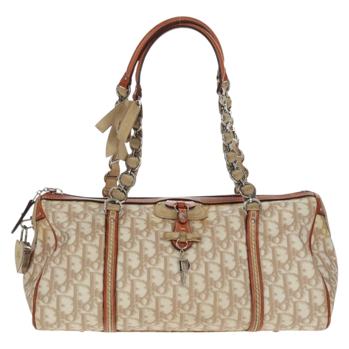 Christian Dior Vintage Trotter Romantique Boston Diorissimo Coated Canvas Medium