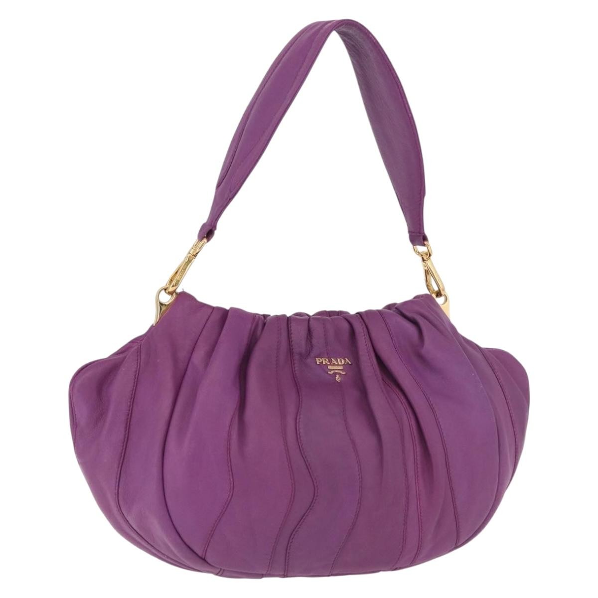 Prada Pleats Shoulder Bag Cervo Leather Small