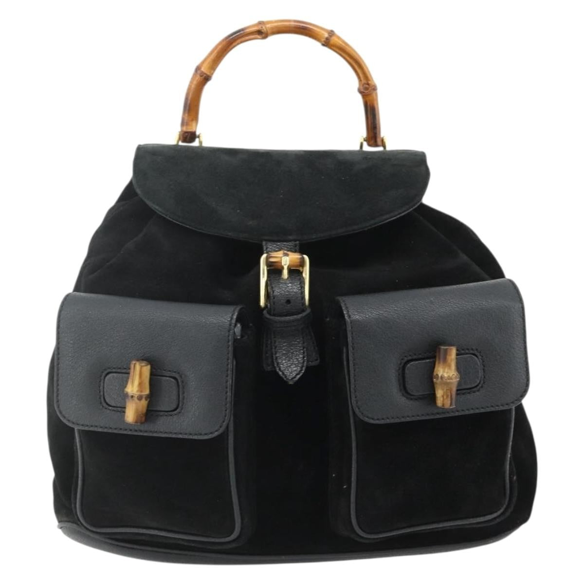 Gucci Vintage Bamboo Backpack Suede Medium