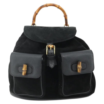 Gucci Vintage Bamboo Backpack Suede Medium