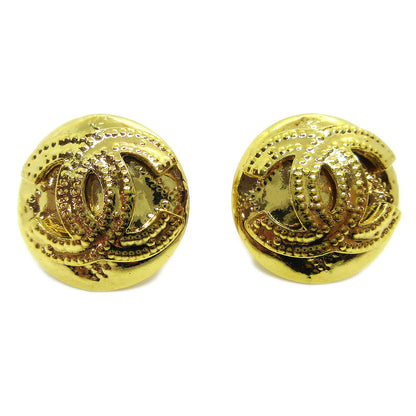 Chanel Vintage CC Round Clip-On Earrings Metal Small