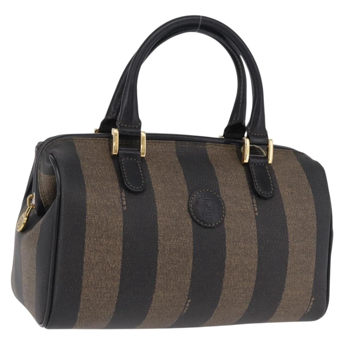 Fendi Vintage Pequin Boston Coated Canvas Mini