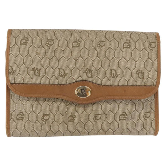 Christian Dior Vintage Honeycomb Zip Coated Canvas Medium