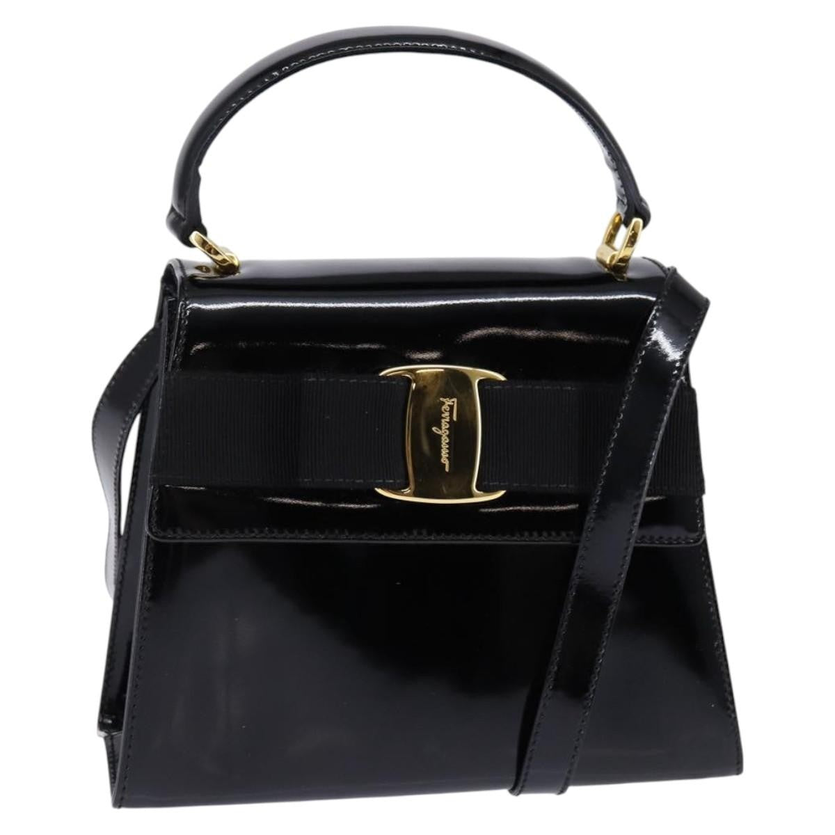 Salvatore Ferragamo Vintage Vara Bow Top Handle Bag Patent Leather Product Image