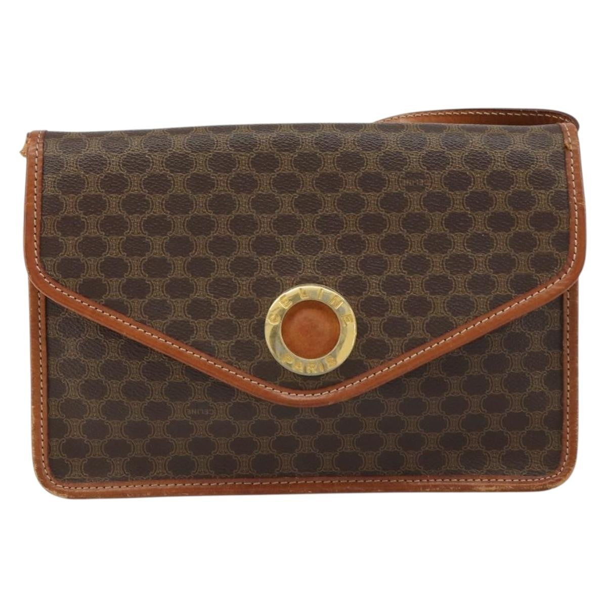 Celine Vintage Macadam Circle Logo Canvas and Leather Product Image
