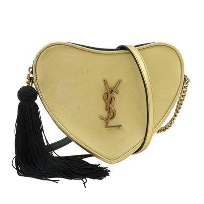 Saint Laurent Love Heart Tassel Chain Leather Small