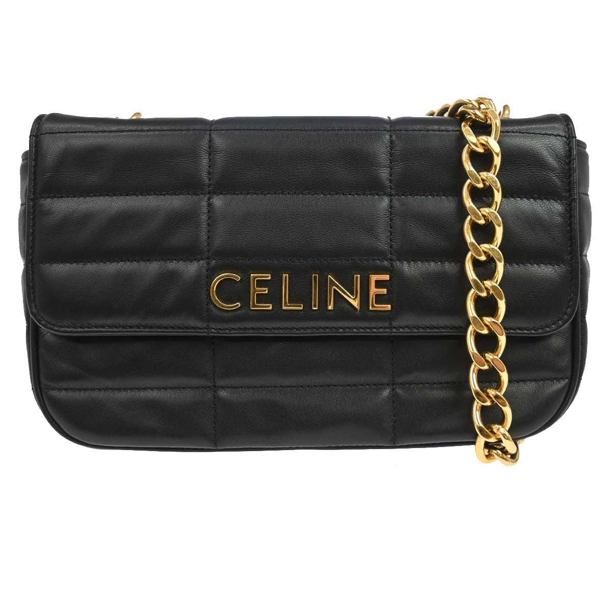 Celine Logo Chain Flap Quilted Goatskin Small