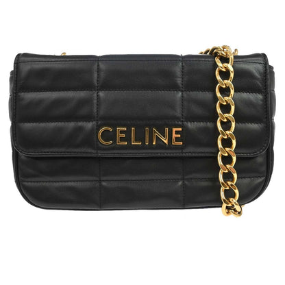 Celine Logo Chain Flap Quilted Goatskin Small