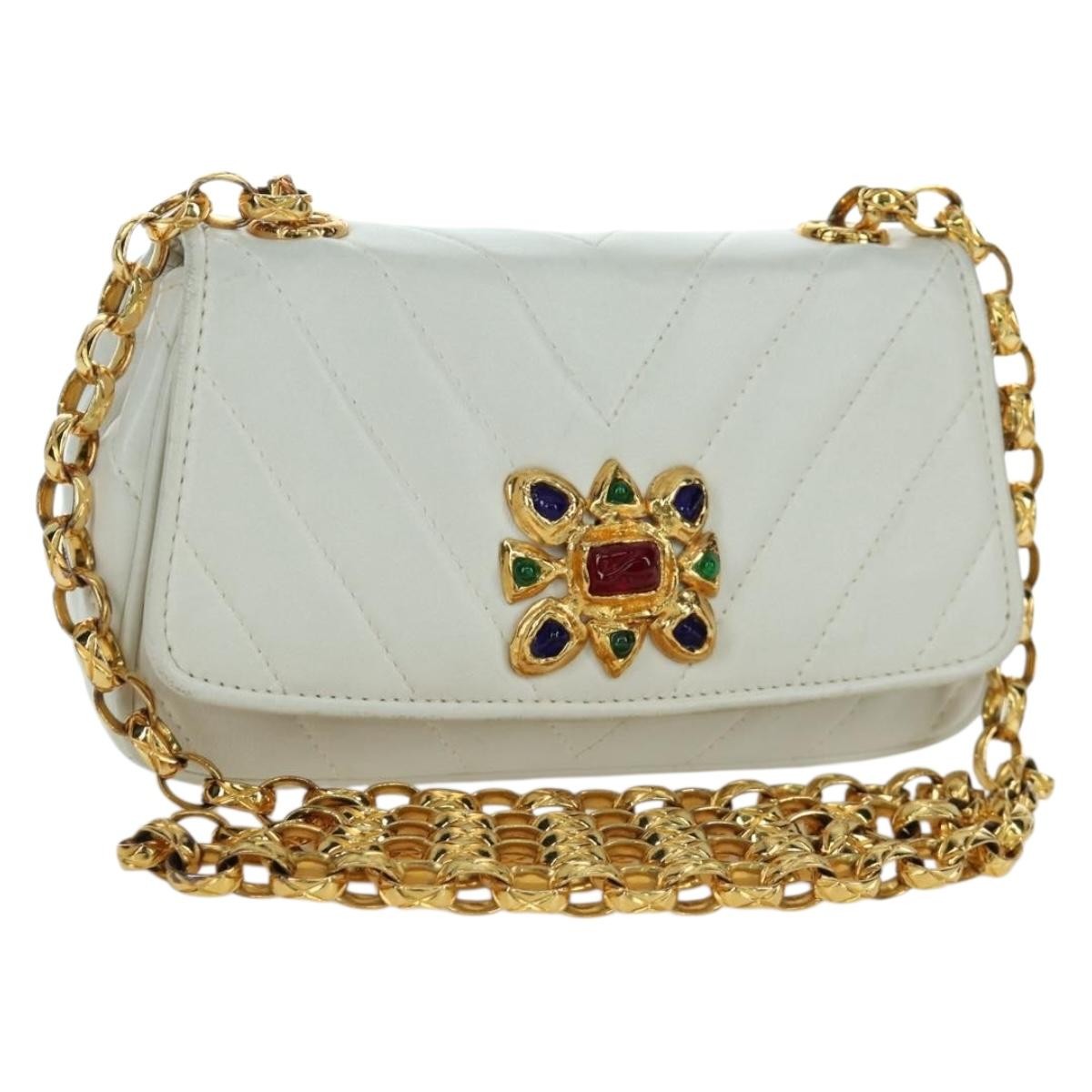 Chanel Vintage Gripoix Flap Leather Product Image