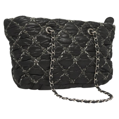 Chanel Tweed on Stitch Zip Tote Quilted Nylon Small