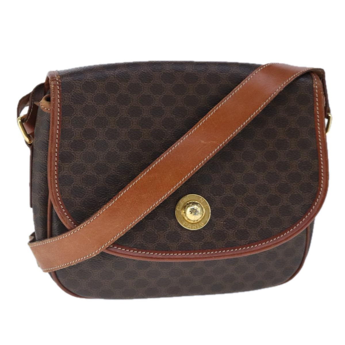 Celine Vintage Macadam Shoulder Bag Canvas and Leather Product Image
