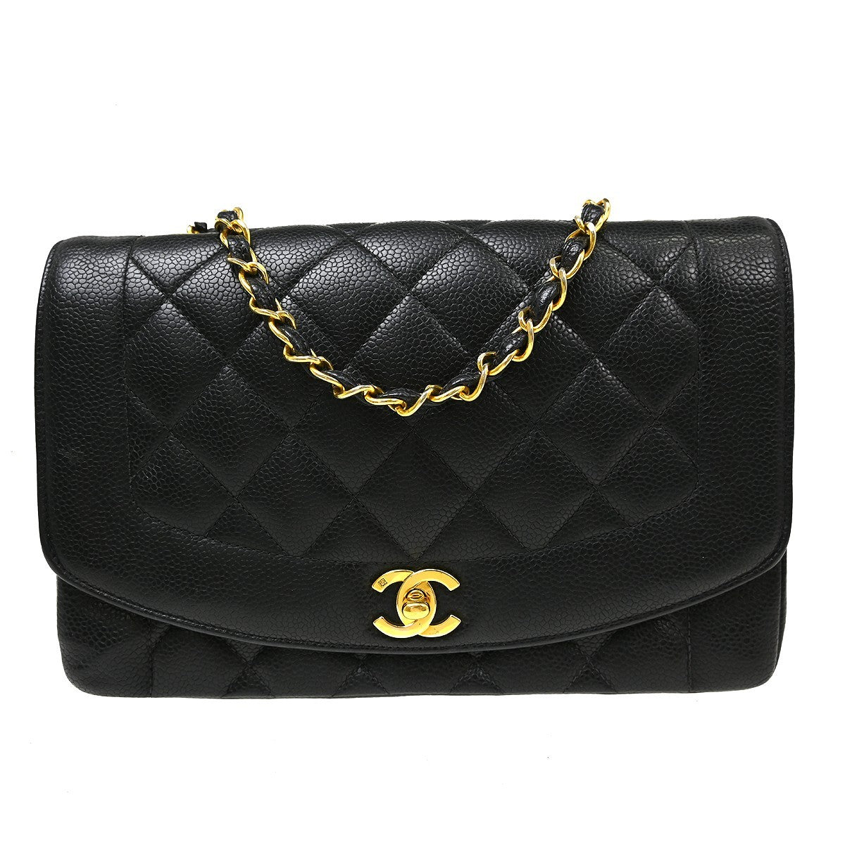 Chanel Vintage Diana Flap Quilted Caviar Medium