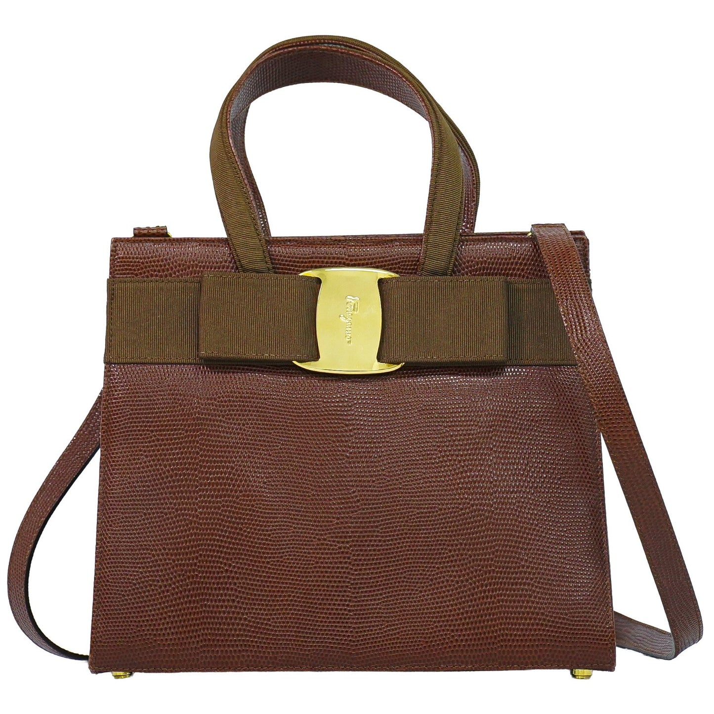 Salvatore Ferragamo Convertible Vara Bow Tote Leather Small