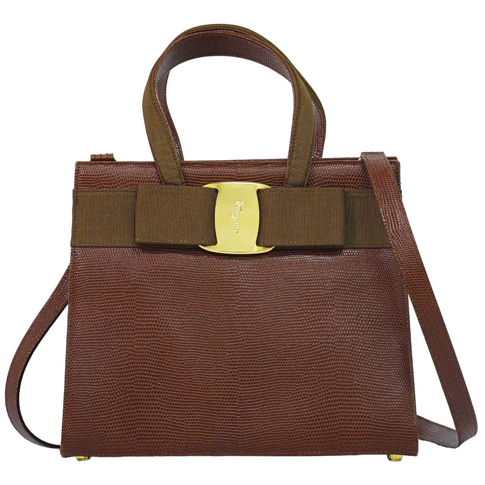 Salvatore Ferragamo Convertible Vara Bow Tote Leather Small