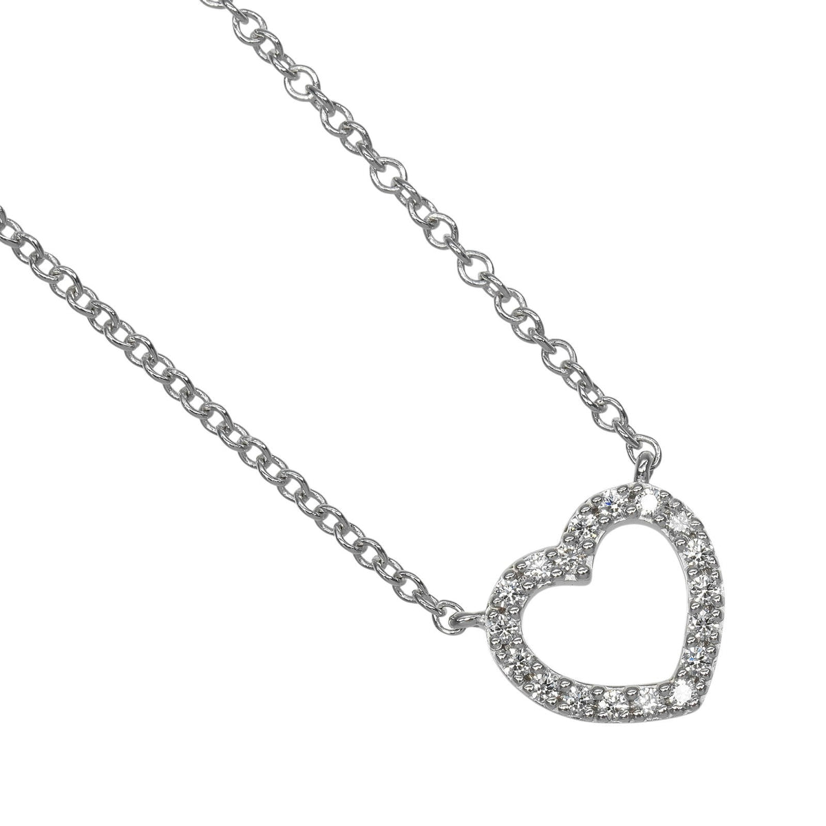 Tiffany & Co. Metro Open Heart Pendant 18K White Gold and Diamonds Mini