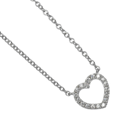 Tiffany & Co. Metro Open Heart Pendant 18K White Gold and Diamonds Mini