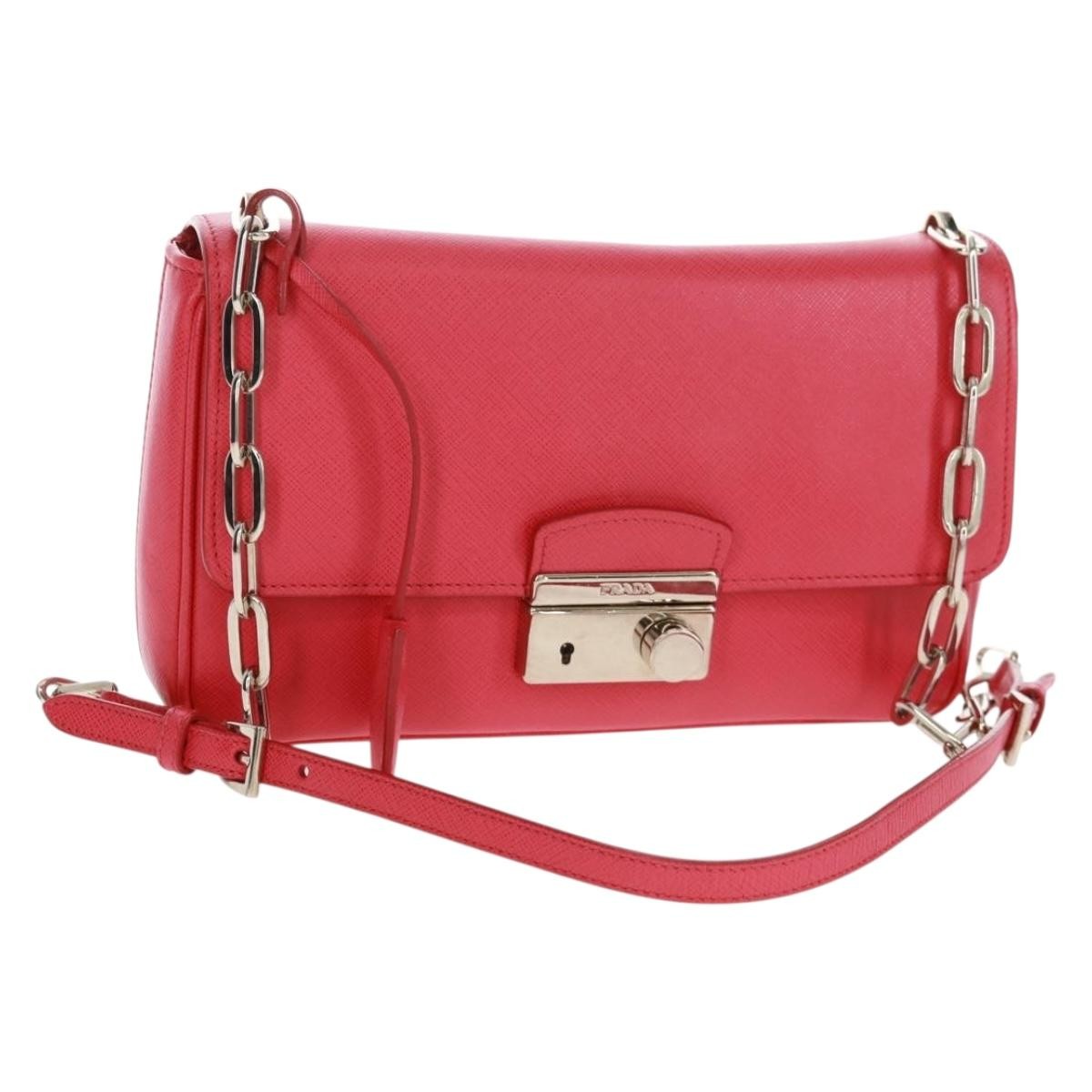 Prada Sound Chain Shoulder Bag Saffiano Leather Small