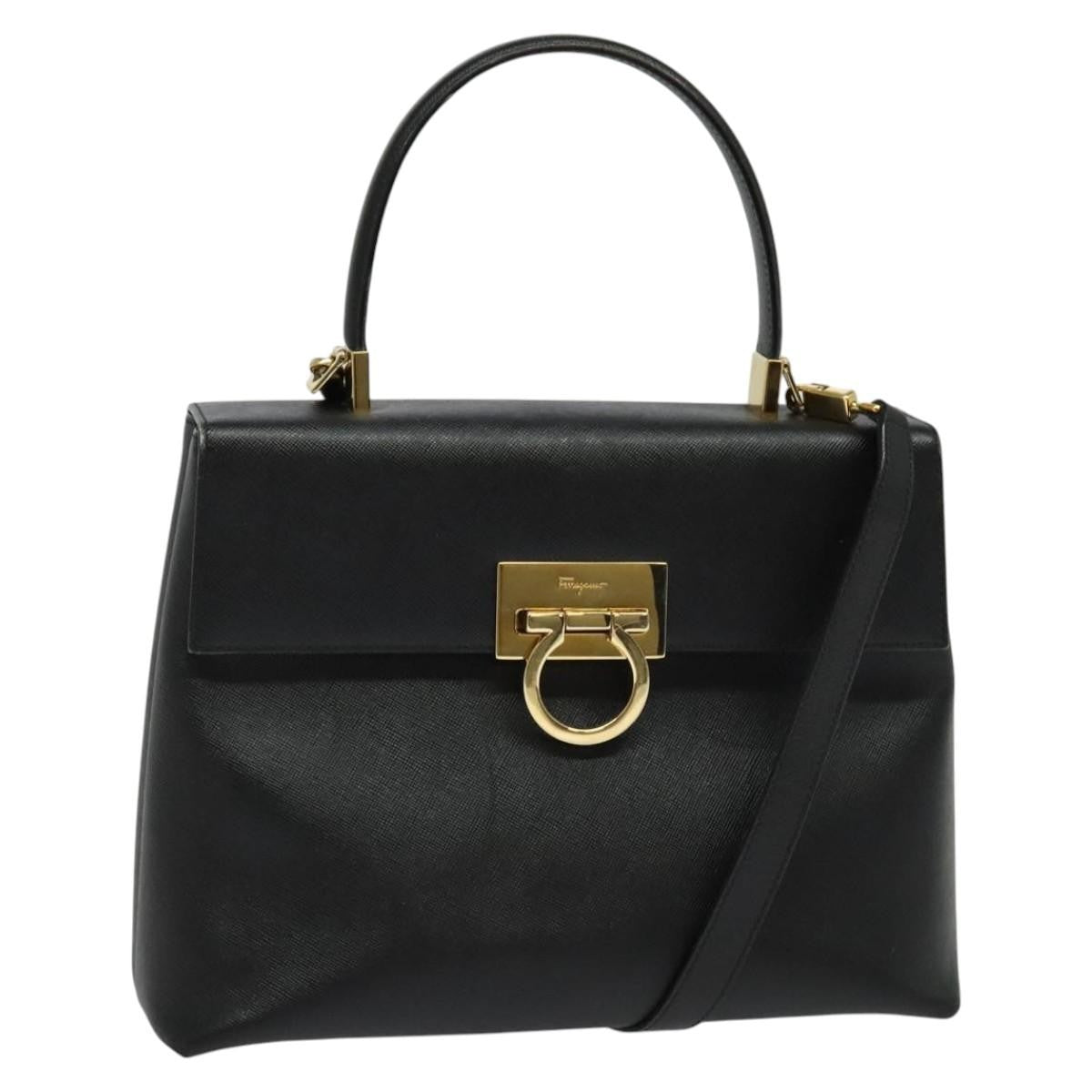 Salvatore Ferragamo Gancini Convertible Top Handle Bag Leather Medium
