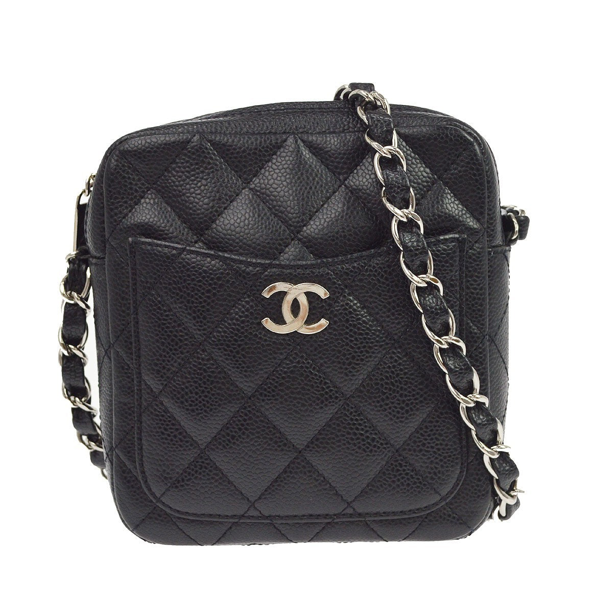 Chanel Vintage Shoulder Bag Quilted Caviar Mini
