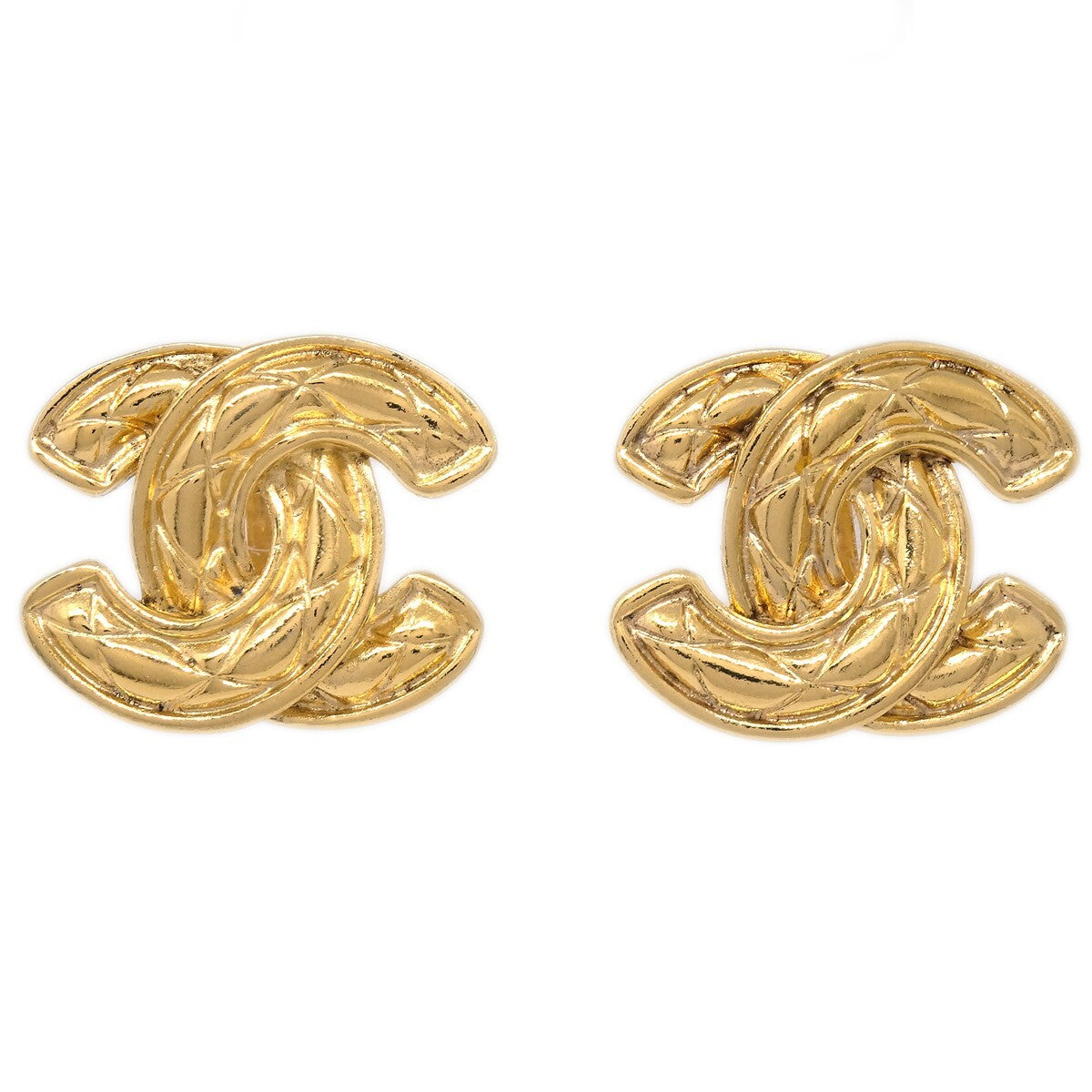 Chanel CC Clip-On Quilted Metal Product Image