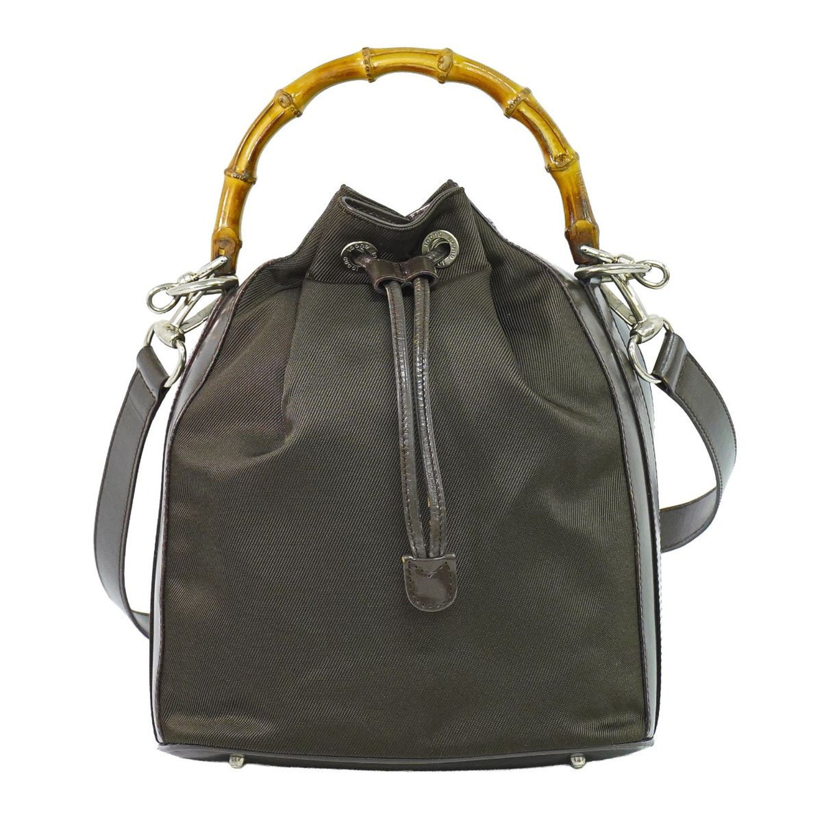 Gucci Vintage Bamboo Bucket Nylon and Leather Small