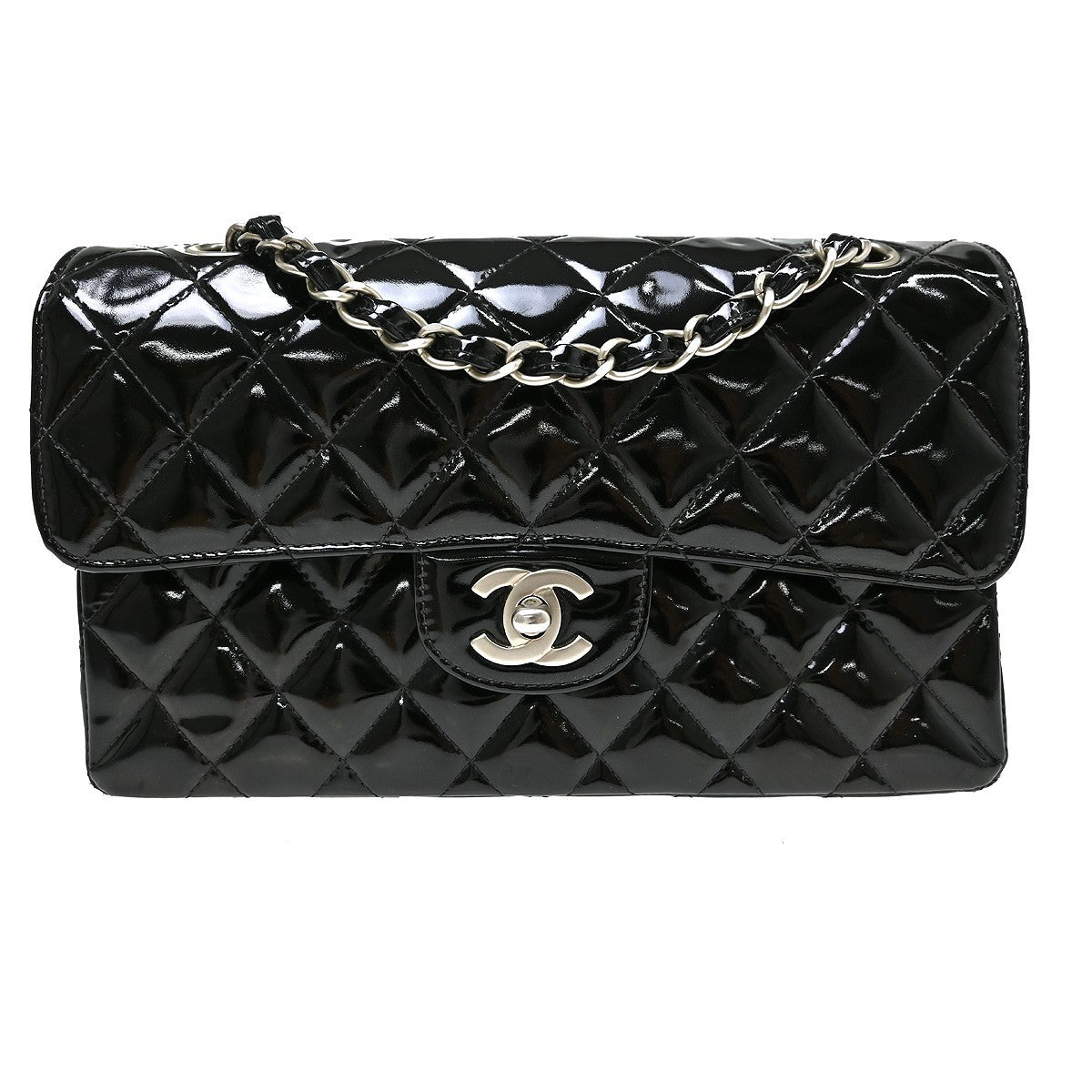 Chanel Timeless - Classic Double Flap Quilted Crinkled Patent Medium