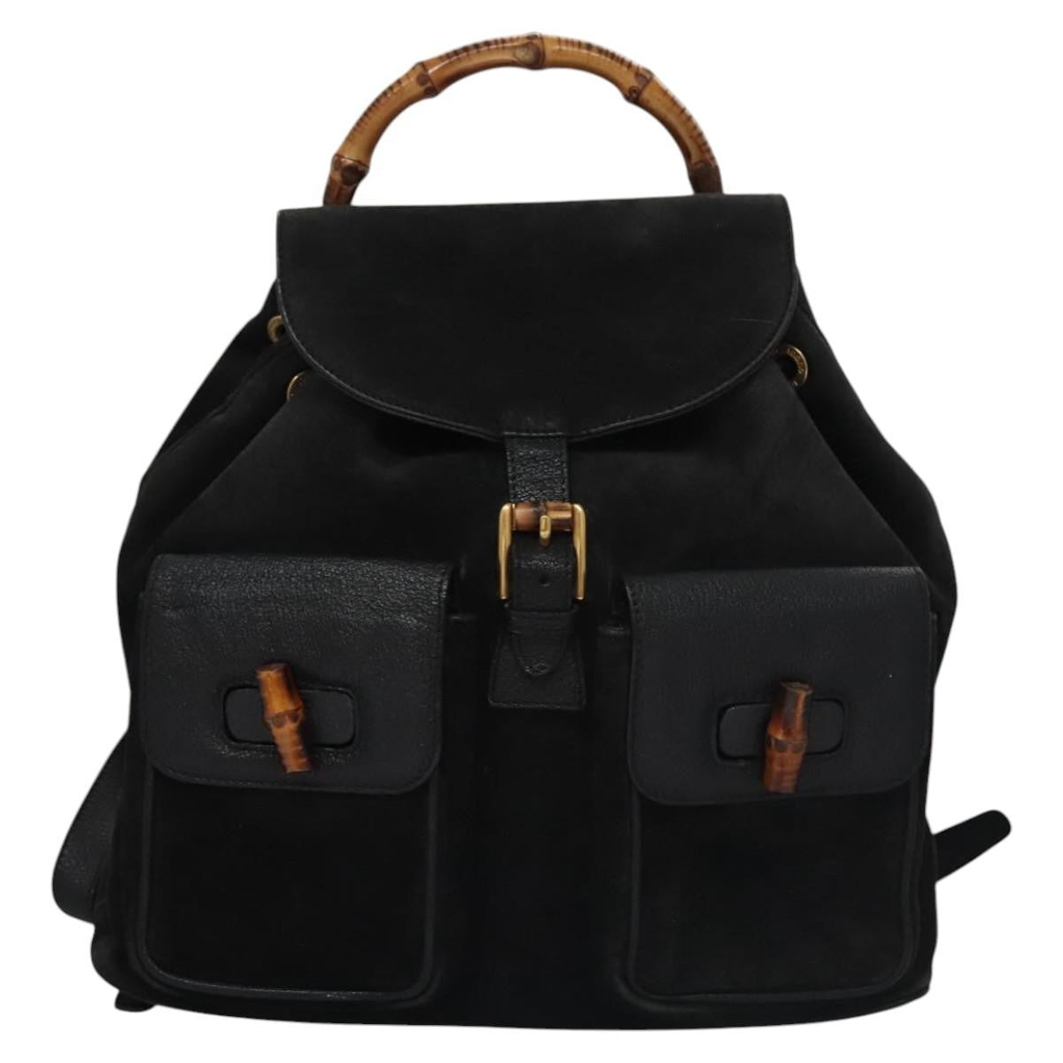 Gucci Vintage Bamboo Backpack Suede and Leather Product Image