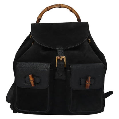 Gucci Vintage Bamboo Backpack Suede and Leather Product Image