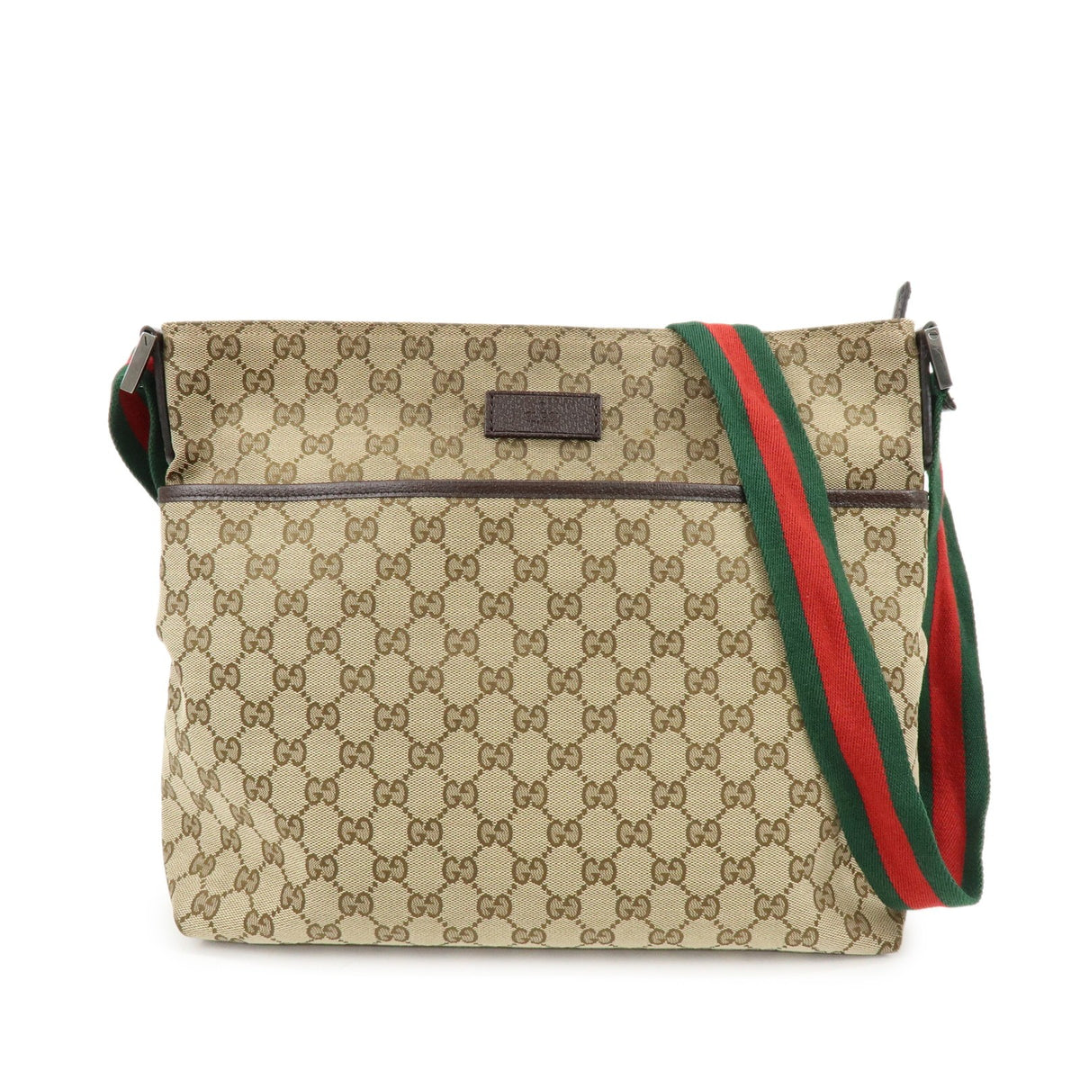 Gucci Web Strap Zip Messenger GG Canvas Medium