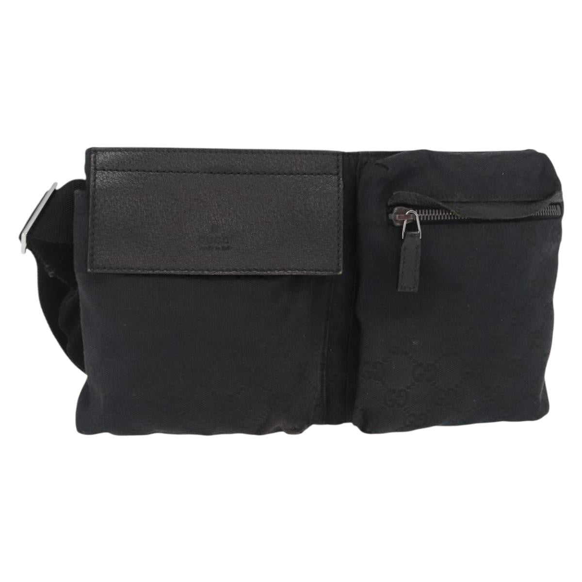 Gucci Vintage Double Belt Bag GG Canvas with Leather Small