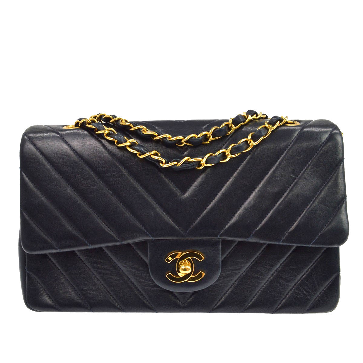 Chanel Vintage Classic Double Flap Chevron Lambskin Medium