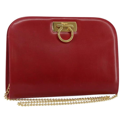 Salvatore Ferragamo Vintage Gancini Chain Shoulder Bag Leather Small