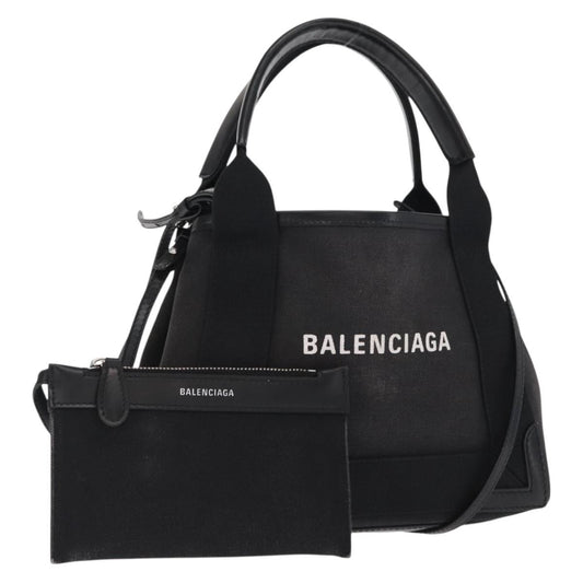Balenciaga Navy Cabas Canvas with Leather Small